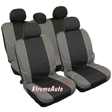 UNIVERSAL CAR SEAT COVER SET (8 Pieces) Black/Grey Washable & Compatible