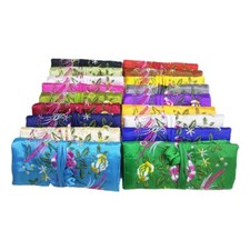 Oriental Silk Jewelry Roll Wrap Jewelry Pouch Organizer Travel Storage Bag