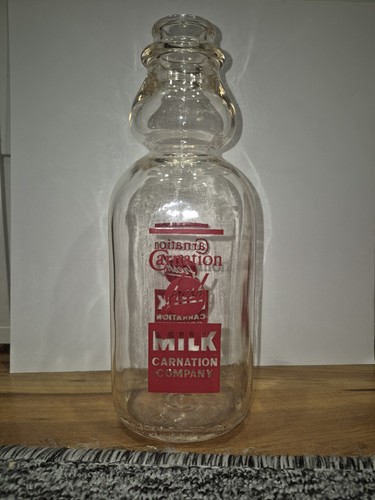 Vintage carnation glass milk - carnation,