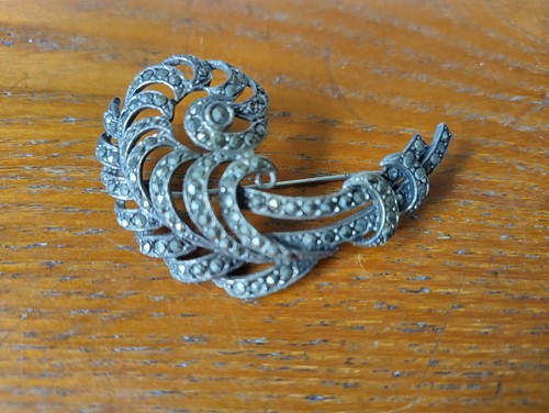 Vintage marcasite brooch - vintage,