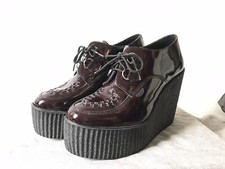 Underground Originals Wulfrun Creeper Burgundy Shoes - High Wedge Size 7