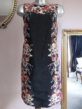 *MONSOON* stunning Black Floral Dress With Embroidered Flower Bead Neckline