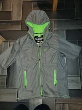 Superdry Original Windtrekker Grey Medium Lime Green Fleeced Winter Jacket Coat