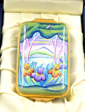 BEAUTIFUL MOORCROFT ENAMEL HINGED RECTANGULAR TRINKET BOX IRIS ORCHID NEW BOXED