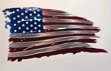 American Flag Metal Wall Art – Distressed Patriotic Decor 40x20cm – Man Cave