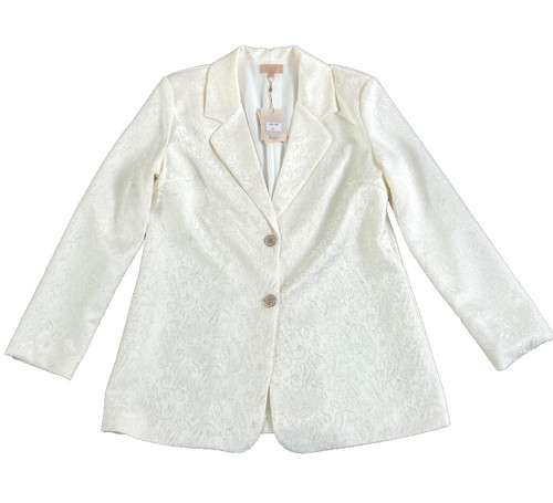 Elegant ivory jacquard blazer - elegant,