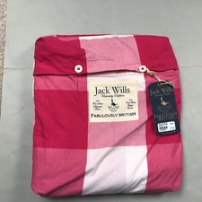 Jack Wills Bellamy Duvet Cover Double In Cloth Bag Hot Pink White Squares New