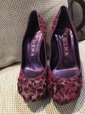 NEW AUTHENTIC GINA PINK LEOPARD PRINT PONY SKIN PLATFORM SHOES SZ UK 5