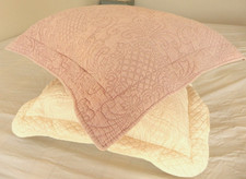Forever England Pair Cushion Covers & Pads Dusky Pink & Cream Embroidered 16"