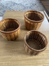 Rattan Plant Pots Indoor Small Set Of 3 Vintage Natural 
