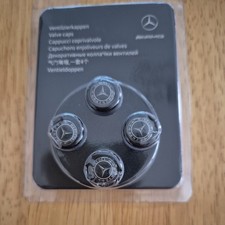 Mercedes Benz Genuine Tyre Valve Caps. Black X4