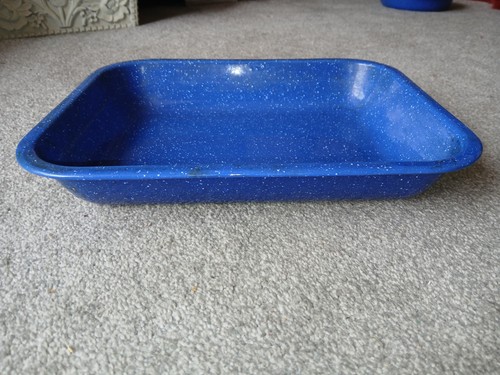 Vintage blue white enamel - blue,