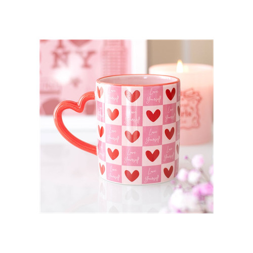 Love yourself checkered mug - love,