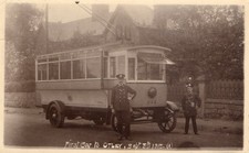 OTLEY NEAR LEEDS. FIRST CAR TO OTLEY 1915. TRACKLESS TRAMCAR/TROLLEYBUS