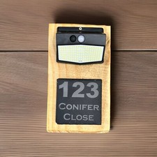 Rustic Solar Slate House Gate Sign Plaque Door Number Personalised Name Plate