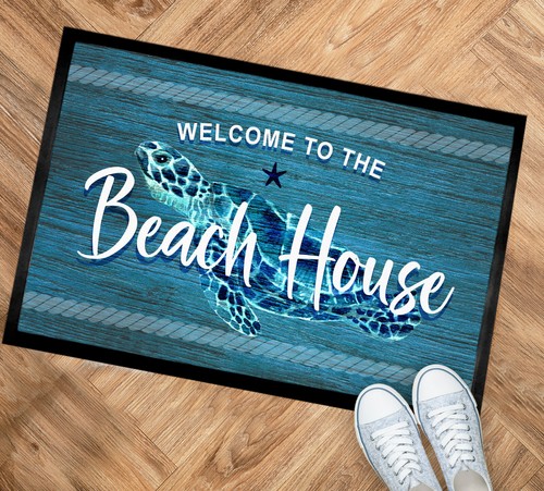 Beach house door mat turtle - door,