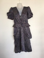 Whistles Beautiful Ladies Blue Spotted V Neck Dress 100% Silk Uk 8 Excellent Con