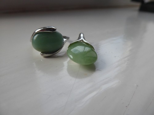 Silver jade ring - silver, with