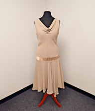 Womens Formal Late 1920's Early 1930's Champagne Beige Dropped Waist Dress UK 12