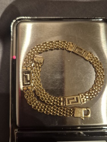 Gold bracelet greek key - bracelet,