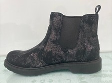 UGG 1116374K Youth Girls Metallic Ankle Black Boots SZ 6(38) Preowned…