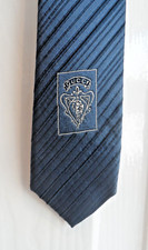 Men’s Gucci Tie Dark Blue Diagonal Stripe Pattern Tie 100% Silk, Monogram Design