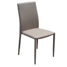 4 x Chatham Stackable Dining Chairs In Light Grey/Beige Faux Leather