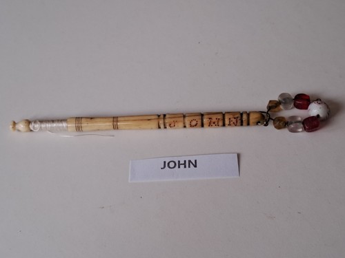 Antique bone lace bobbin with - lace,