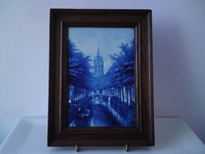 Antique framed Dutch art tile