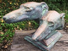 Greyhound Dog Heads whippet statue stone garden ornament