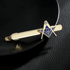 Men's Golden Freemason Emblem Masonic Symbols Tie Clip