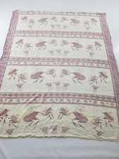Vintage Printed Cotton Textile with Bird Motif 193x150cm