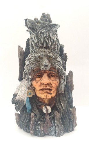 Small native american wolf - small,