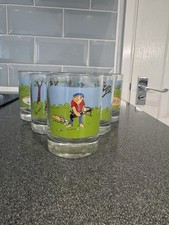 Vintage Comical Golf Whiskey Glasses High Ball Tumblers x6