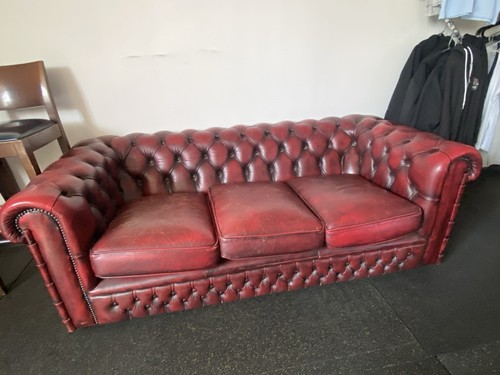 Oxblood leather chesterfield - oxblood,
