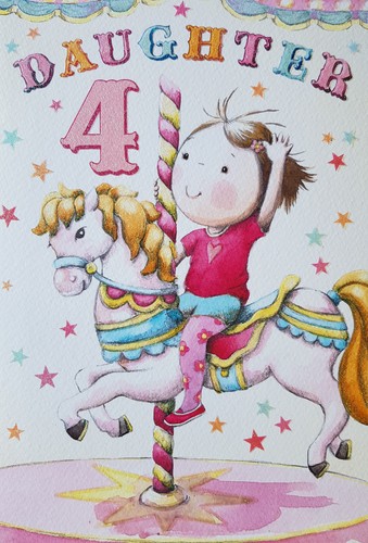 Daughter 4th birthday card - daughter,
