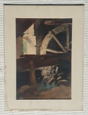 HENRY JONES THADDEUS 1860-1929 original signed water colour painting Water Wheel
