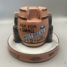 LOVELY VICTORIAN CERAMIC WHITBREADS BEER ADVERTISING MATCH BOX HOLDER ASHTRAY