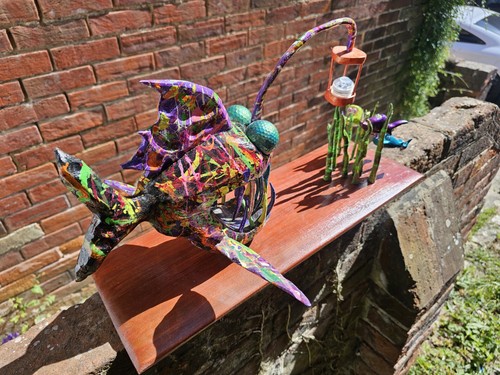 Hand carved angler fish - carved,