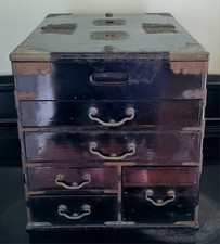Antique Japanese Ko-Dansu Chest - Black Lacquer, Lift-Top 5 Drawers c.1900