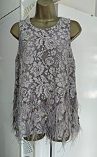 COAST Marsha Grey Feather Top - Size 16 - BNWT