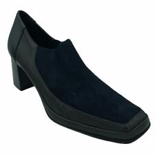 Amalfi Ladies Womens Stylish Casual Mid Heel Navy Suede Leather Court Shoes 7.5