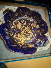 Blue and gold Peacock Coalport Batwing Plate