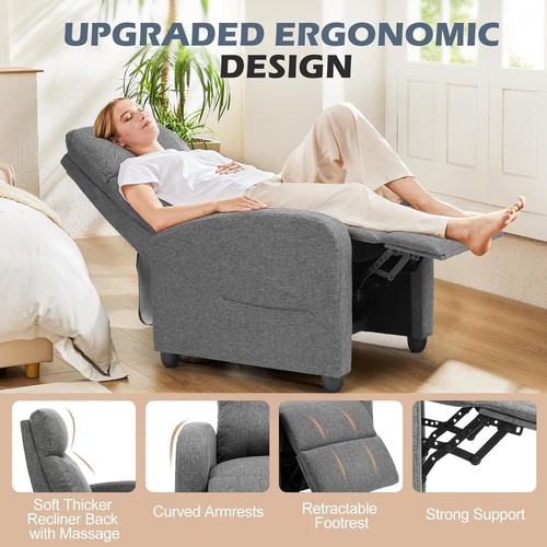 Adjustable recliner sofa gray - sofa,
