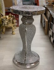 MOSAIC Silver Mirrored Side Table Modern Plant Stands Bed Pearl Sparkle Romany