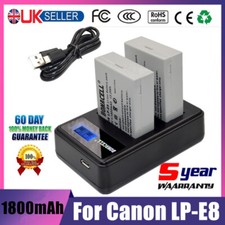 2X 1800mAh LP-E8 LPE8 Battery + LCD Dual Charger For Canon EOS 550D 600D 650D XM