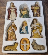 9 pc Vintage Jaeger Christmas Nativity Set Porcelain Jesus 3 Kings Mary Joseph 