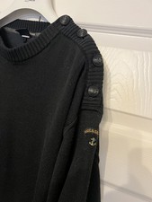 PAUL & SHARK Bretagne Wool 4 Button Anchor Crew Jumper Liam Gallagher XL RARE!!