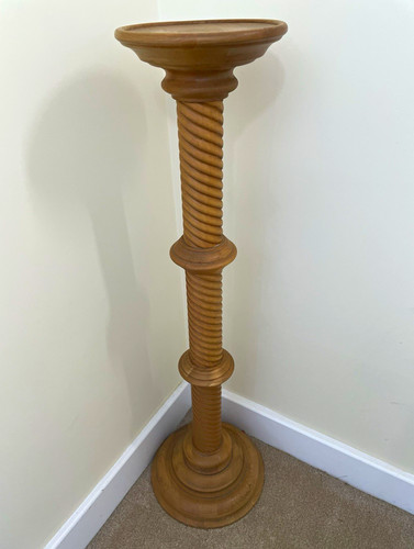 Tall wooden pedestal display - wooden,