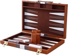 Backgammon Set 2 players, Backgammon Board Game with Leather Case for Family Fu